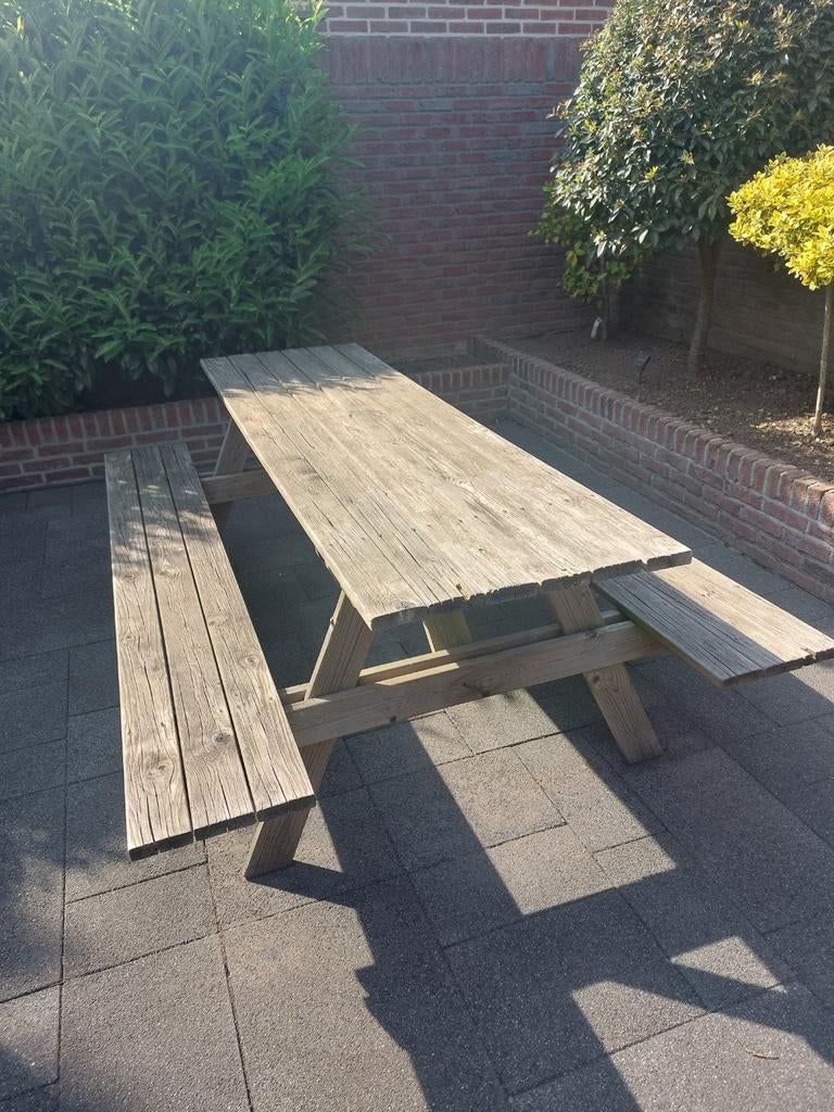 Picknicktafel 2,10x1,40mtr gratis af te halen, Tuin en Terras, Picknicktafels, Ophalen, Gebruikt, Rechthoekig, Hout