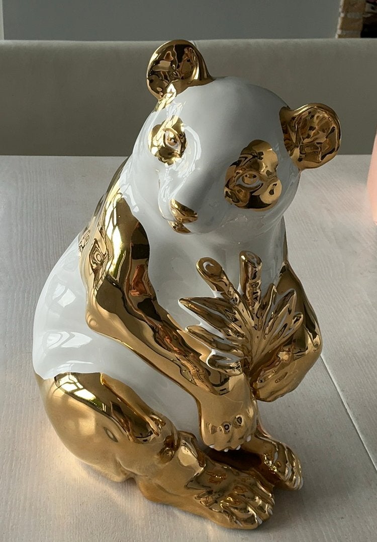 Panda beeld. Made in italy. Afwerking 24kr, goud., Ophalen, Beeld