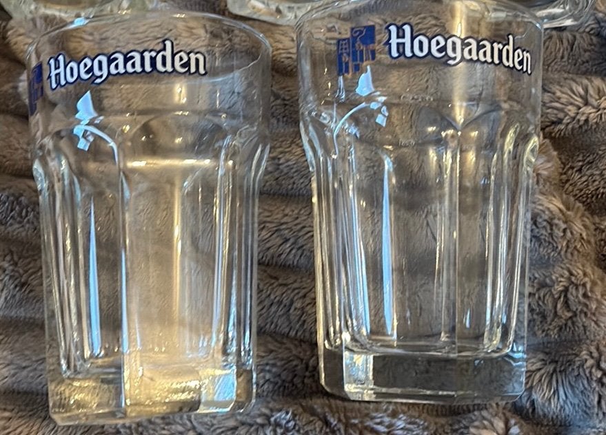 2 Hoegaarden glazen, Ophalen, Glas of Glazen, Gebruikt, Overige merken
