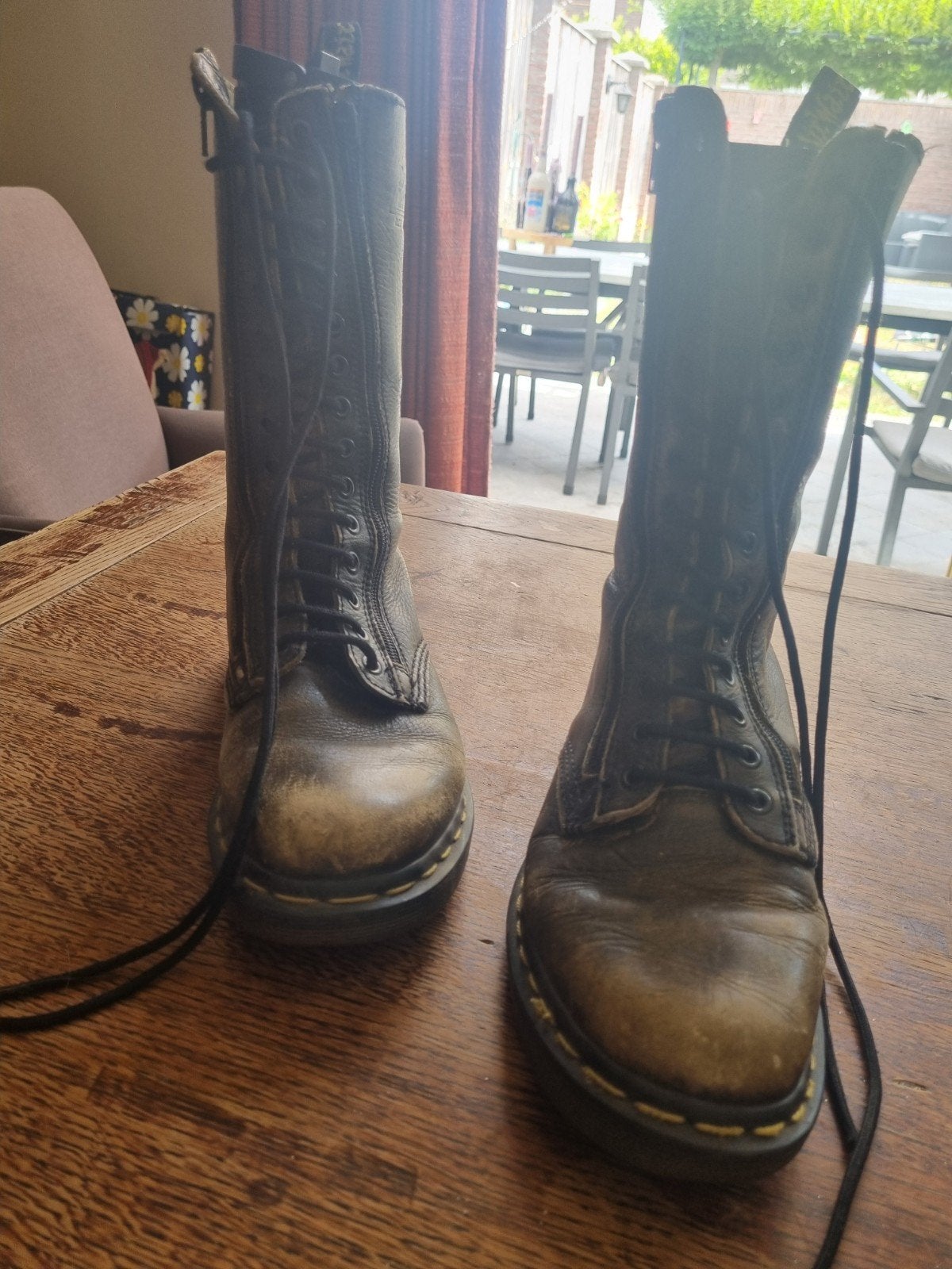Vintage Dr. Martens 14-gaats laarzen, maat 39, Hoge laarzen, Bruin, Ophalen of Verzenden, Dr. Martens