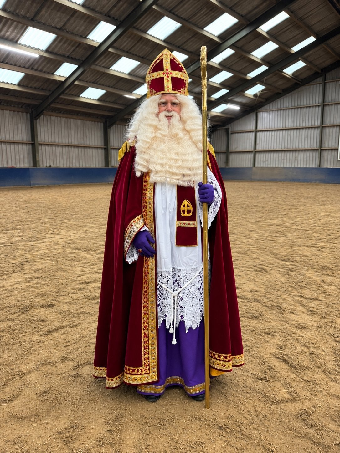 Professioneel luxe Sinterklaaspak buffelhaar pruik & baard, Diversen, Ophalen, Zo goed als nieuw