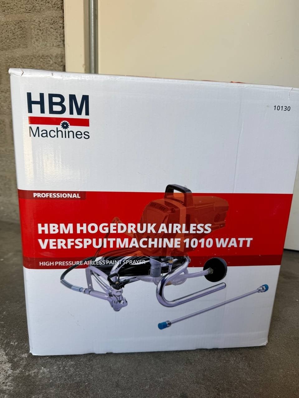 HBM Hogedruk Airless Verfspuitmachine 1010 Watt, Ophalen of Verzenden, Zo goed als nieuw, Verfspuit of Verfpomp