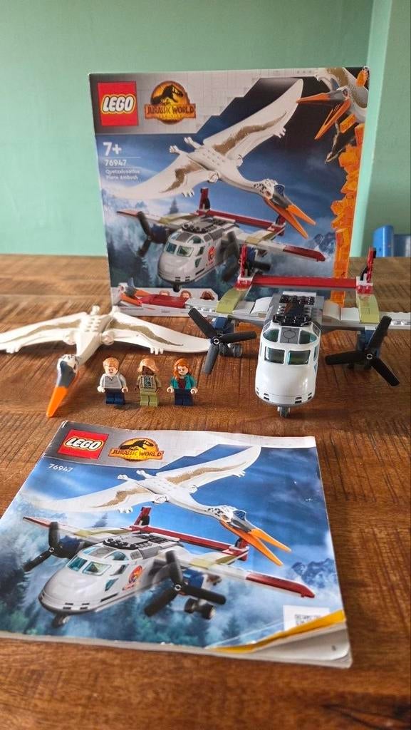 Lego jurassic world 76947 quetzalcoatlus plane ambush, Gebruikt, Jurassic World, Lego, Ophalen of Verzenden
