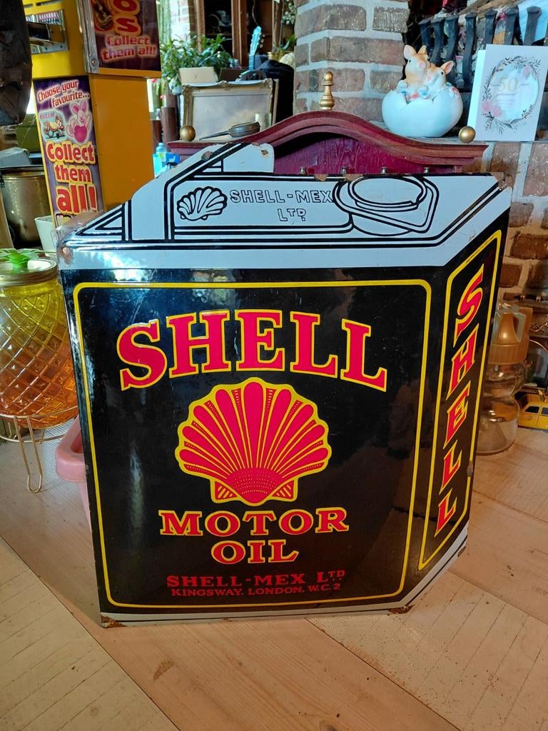 Vintage Shell Motor Oil Reclamebord - Uniek Verzamelobject, Ophalen of Verzenden, Gebruikt, Reclamebord