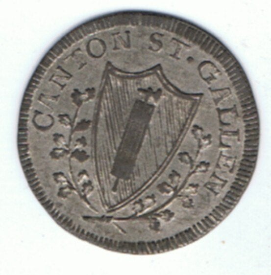 23-1492 Zwitserland, St.Gallen 1/2 batz 1810, Ophalen of Verzenden, Overige landen, Losse munt, Zilver