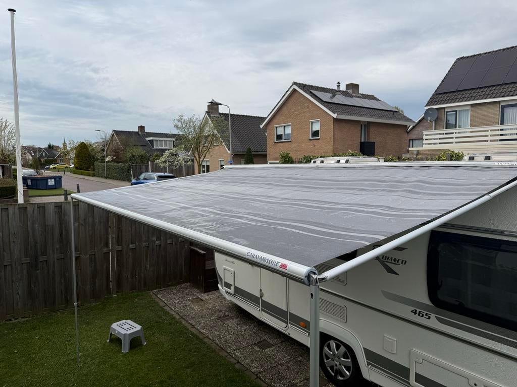 Fiamma Caravanstore 410 Deluxe Grey luifel met 2 rafters, Caravans en Kamperen, Ophalen, Gebruikt, Vinyl, Fiamma