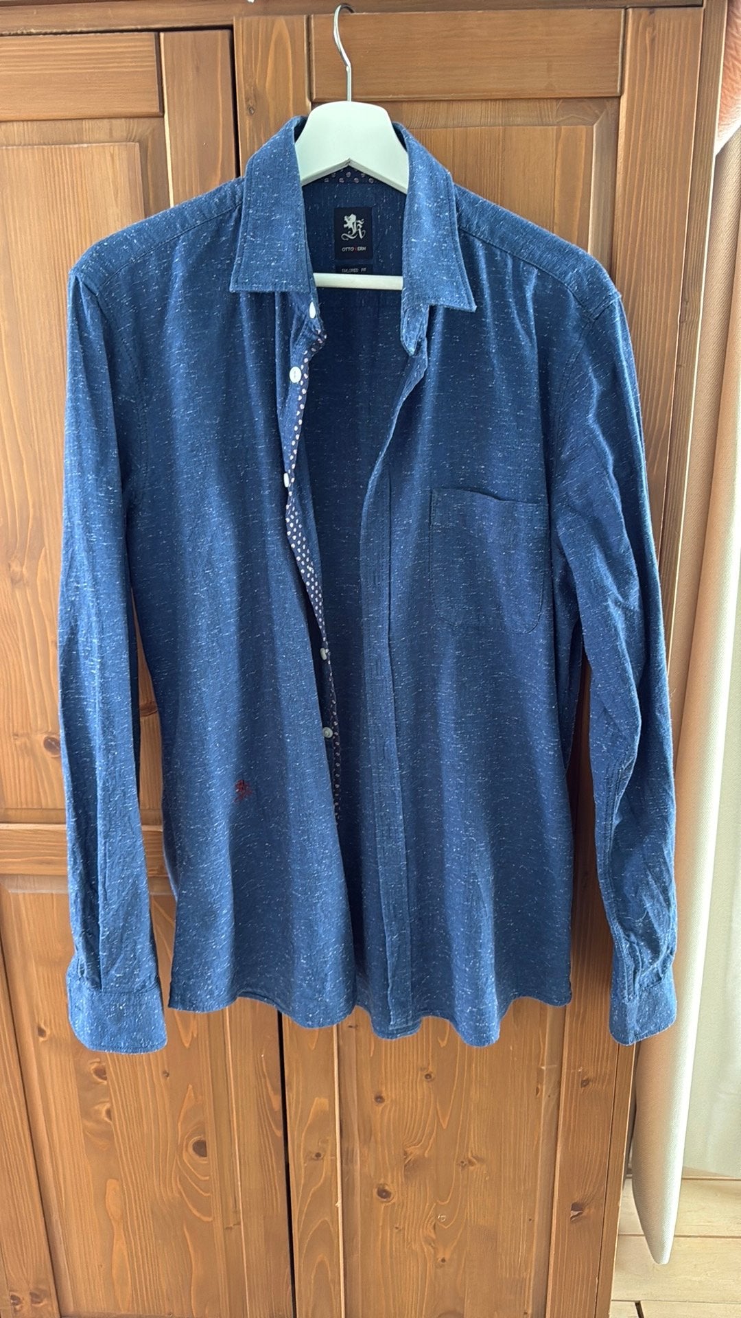 Heren overhemd blauw  L  41/42, Ophalen of Verzenden, Zo goed als nieuw, Blauw, Halswijdte 41/42 (L)