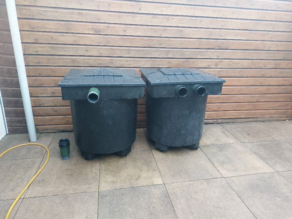 Filterbak koivijver 450 liter, Ophalen, Inclusief deksel, Gebruikt, Filter