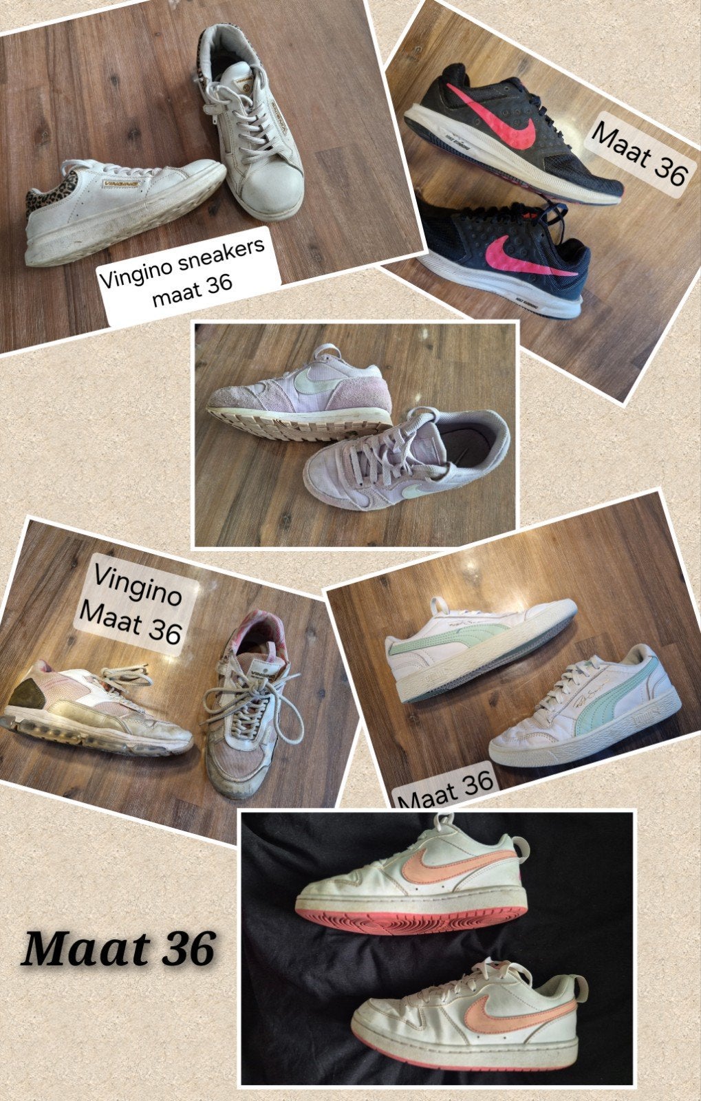 6 x maat 36 (Nike 3x ,  puma en Vingino), Meisje, Sportschoenen, Ophalen of Verzenden, Zo goed als nieuw