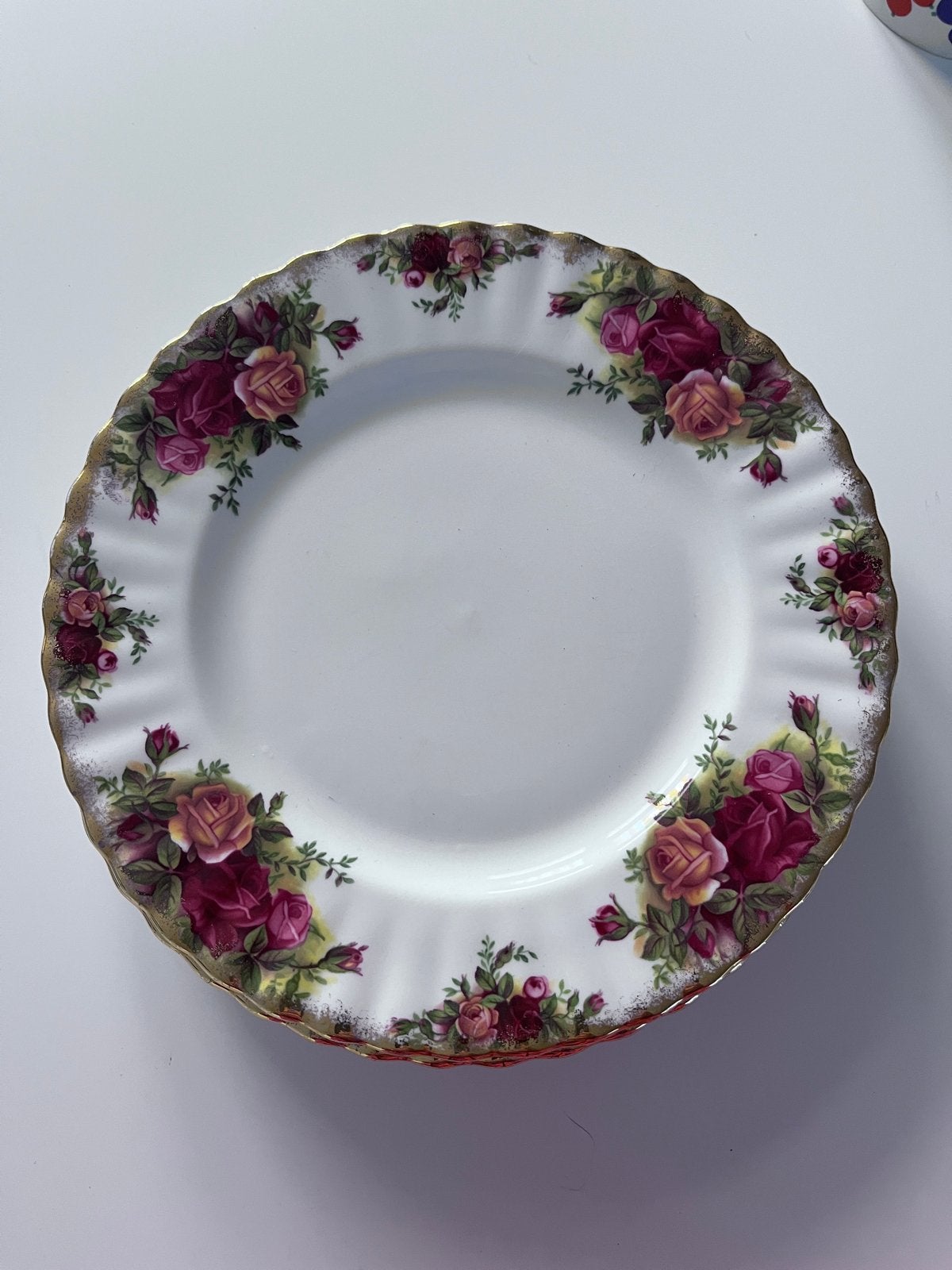 4 Royal Albert Old Country Roses ontbijtbordjes, Ophalen of Verzenden