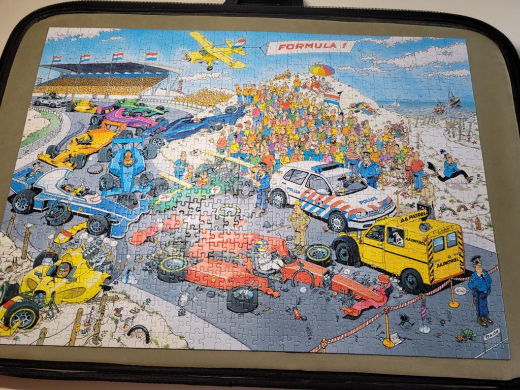 Puzzel jan van haasteren 1000 stukjes Formule 1, Ophalen of Verzenden, 500 t/m 1500 stukjes, Zo goed als nieuw
