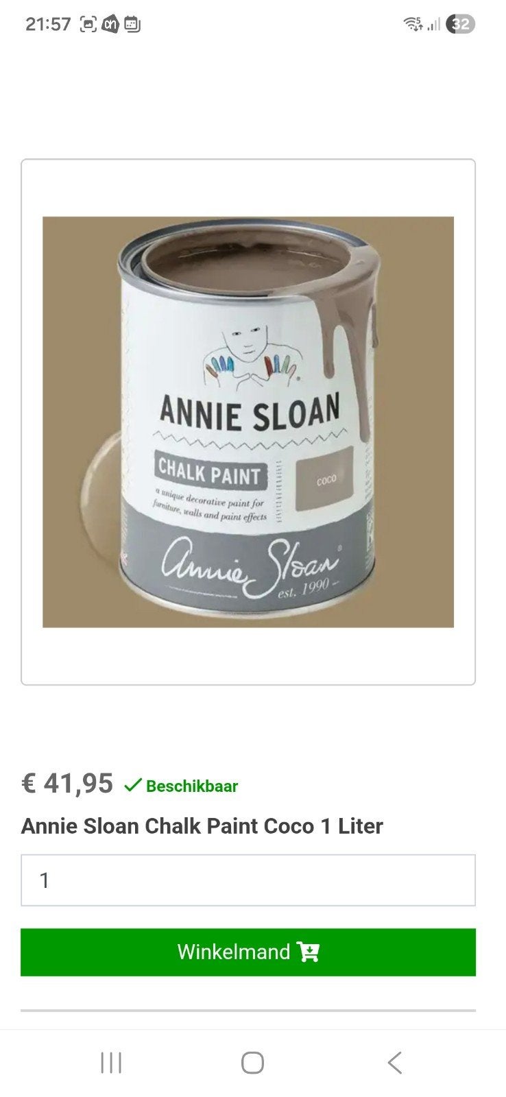 Nieuw!!Annie Sloan Chalk Paint Coco 1 Liter, Ophalen