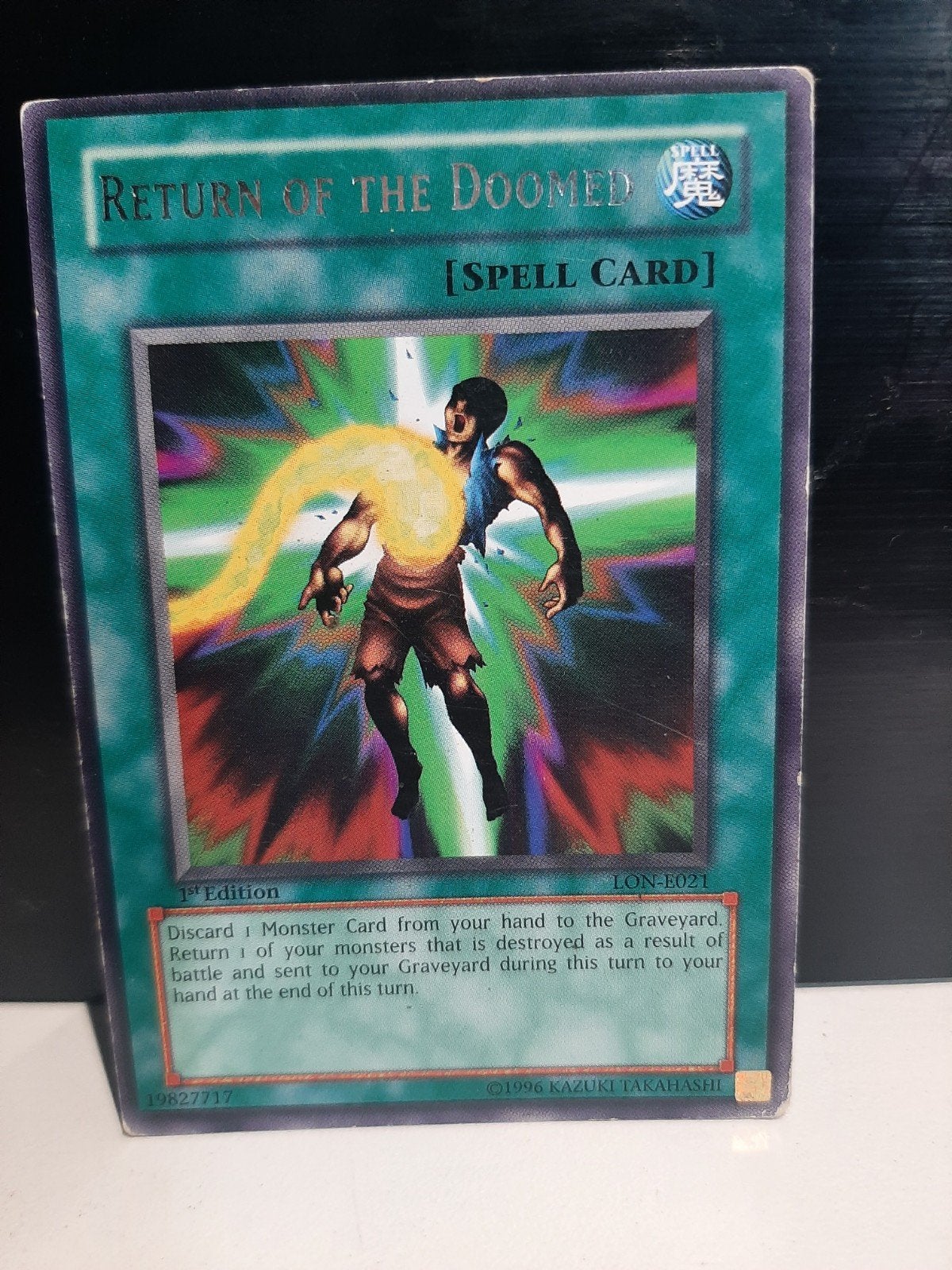 Yu-Gi-Oh! Return of the Doomed Spell Card (1st Edition), Ophalen of Verzenden, Gebruikt, Losse kaart