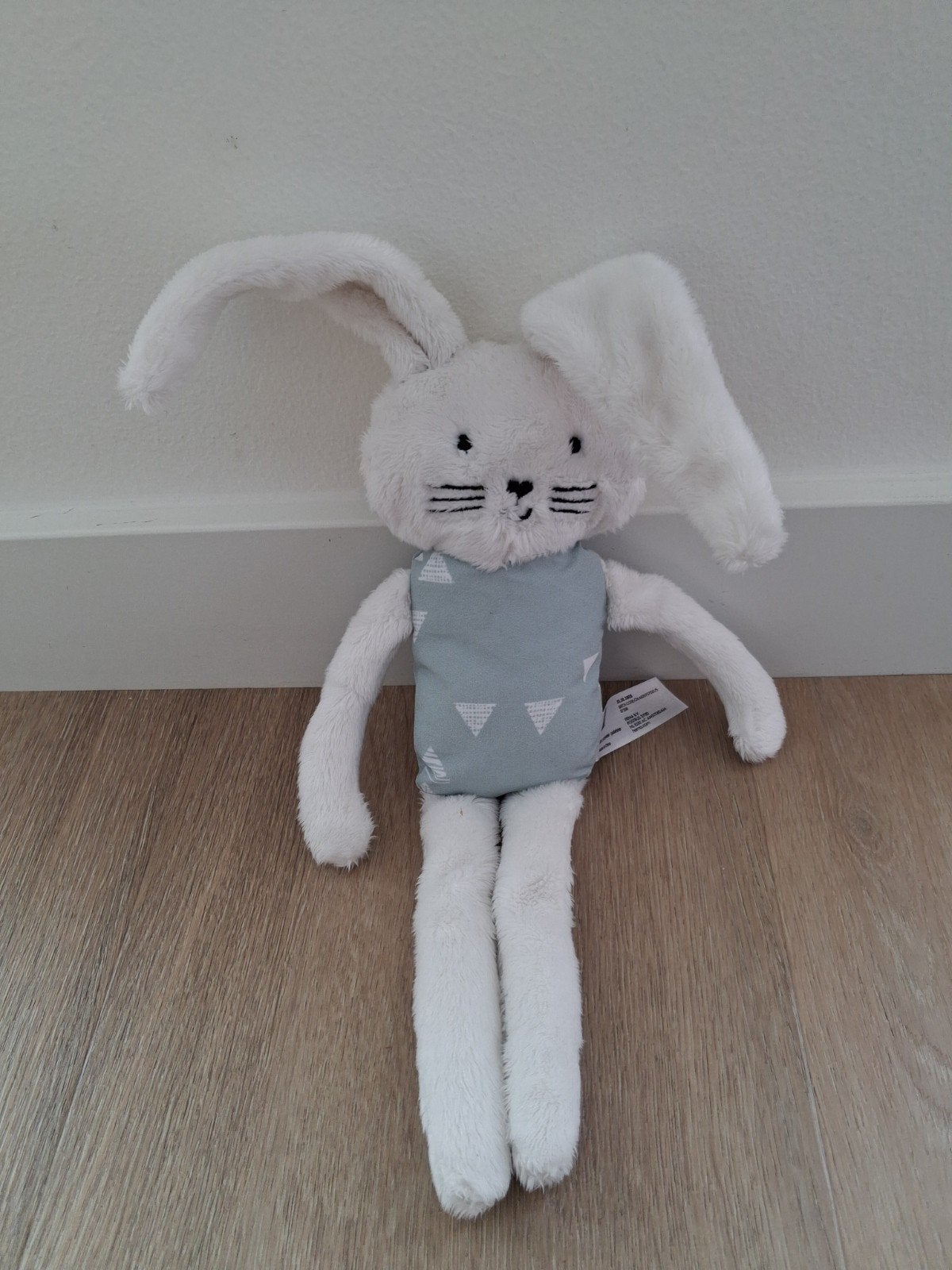 Knuffel Hema konijn lange oren wit blauw 40 cm L1922, Ophalen of Verzenden, Zo goed als nieuw, Konijn