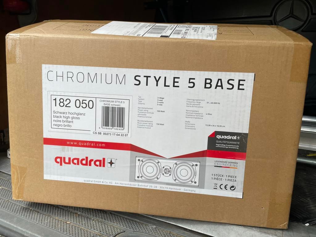 Quadral Chromium Style 5 Base Center Speaker Zwart, Ophalen of Verzenden, Nieuw, Overige typen