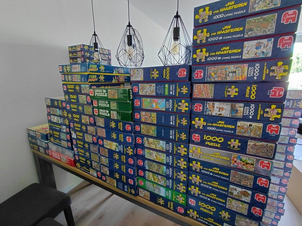 Heel veel Jan van Haasteren puzzels, Ophalen, 500 t/m 1500 stukjes, Zo goed als nieuw, Legpuzzel