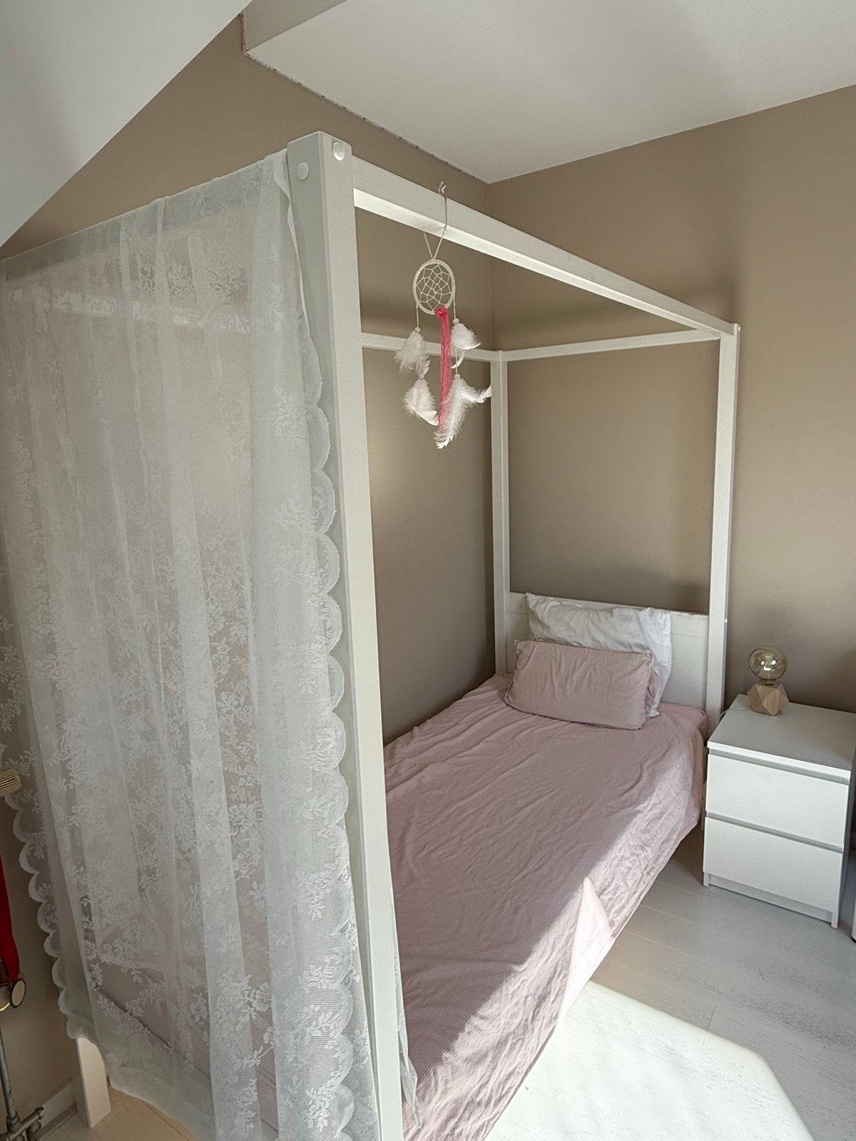 Hemelbed wit 200x90 cm - Eenpersoons, Huis en Inrichting, Ophalen, Gebruikt, 90 cm, Eenpersoons
