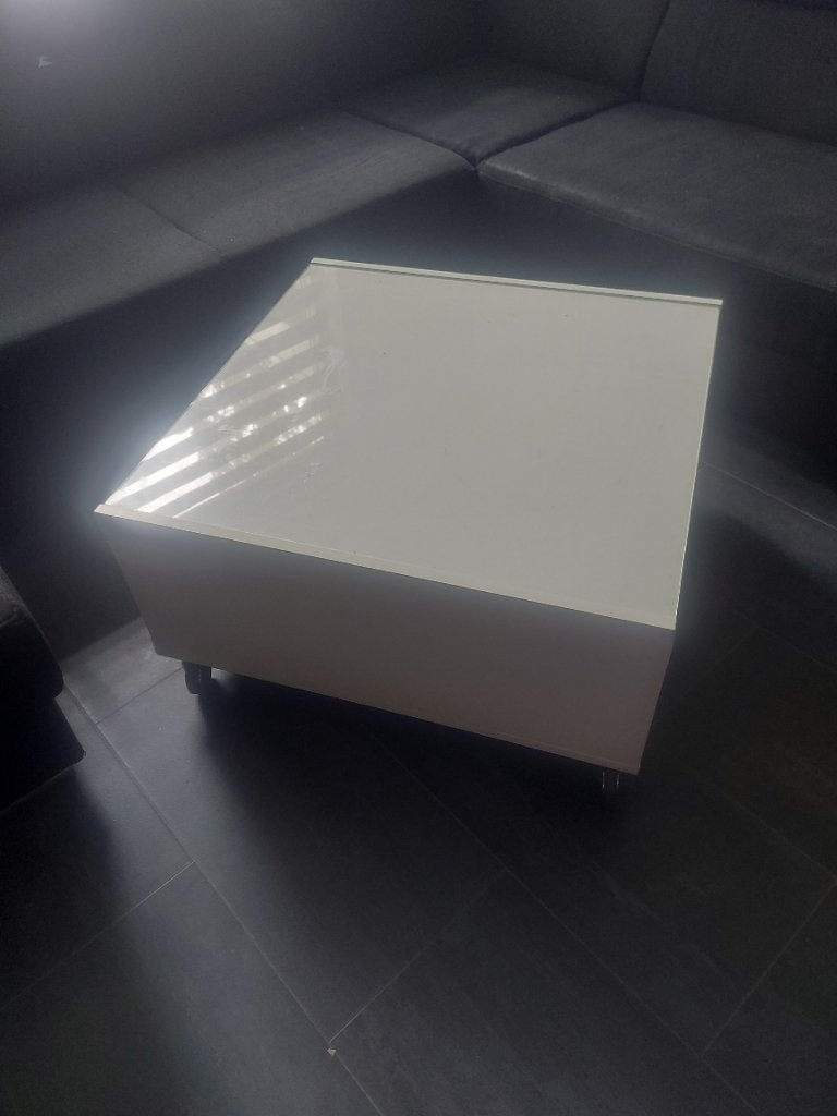 Salontafel met glasplaat, Ophalen, Strak hoogglans design, 100 tot 150 cm, 100 tot 150 cm