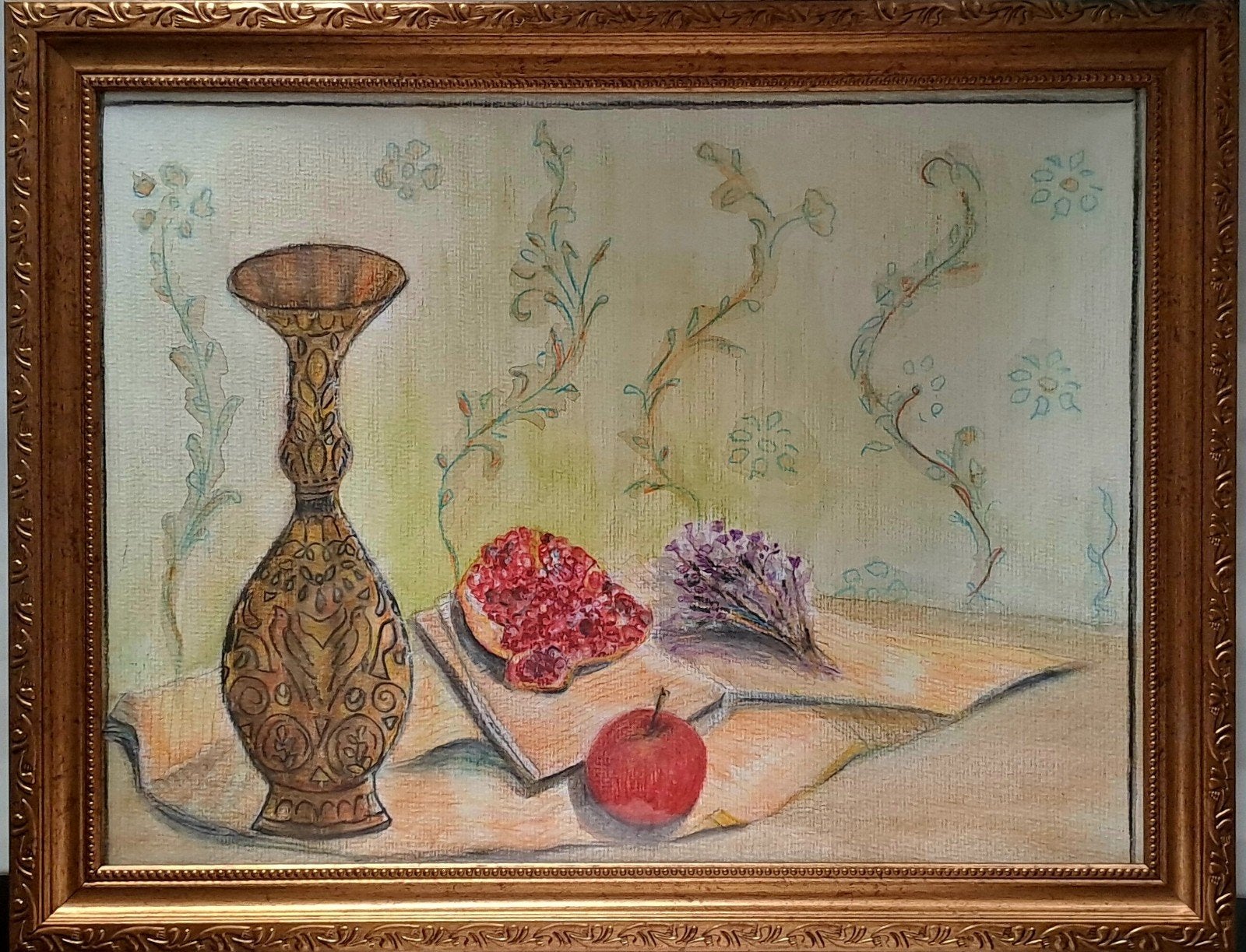Set van 3 ingelijste fruittekeningen – 35  45 cm, Antiek en Kunst, Ophalen of Verzenden