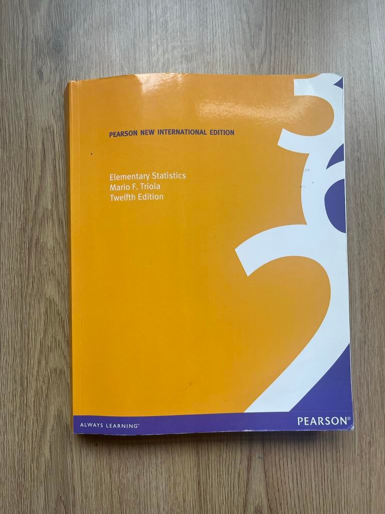 Elementary Statistics - Mario F. Triola (12e editie), Boeken, Studieboeken en Cursussen, Zo goed als nieuw, HBO, Beta, Ophalen of Verzenden