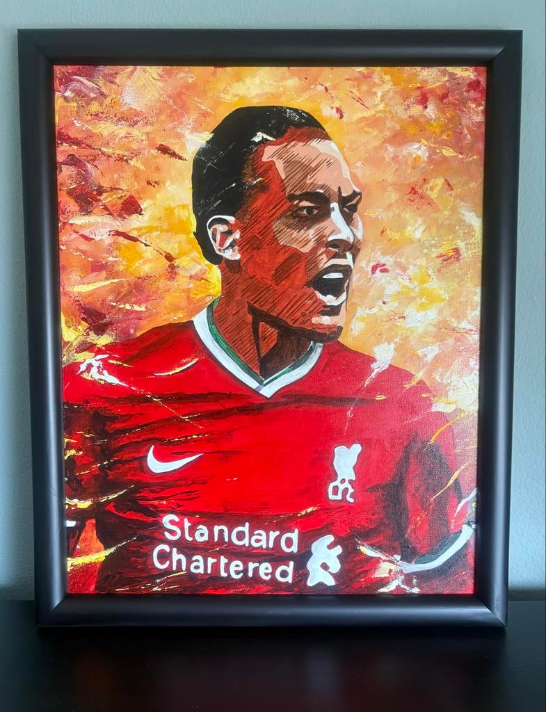 Handgeschilderd schilderij Virgil van Dijk, Antiek en Kunst, Ophalen