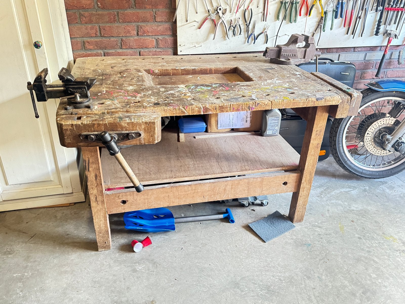 Vintage werkbank HxBxL 80x130x90, Doe-het-zelf en Verbouw, Ophalen, Gebruikt, 120 tot 170 cm, Bankschroef