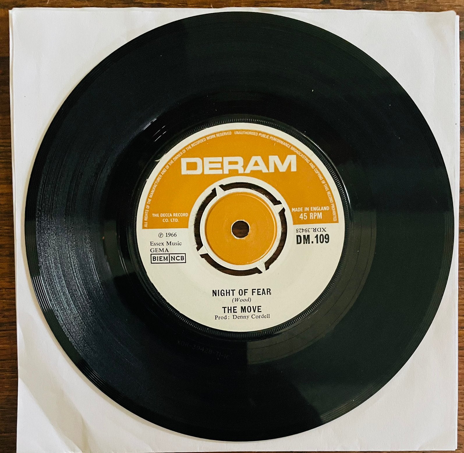 The Move Night Of Fear uit 1966, Gebruikt, Originele persing, 7 inch, Ophalen of Verzenden