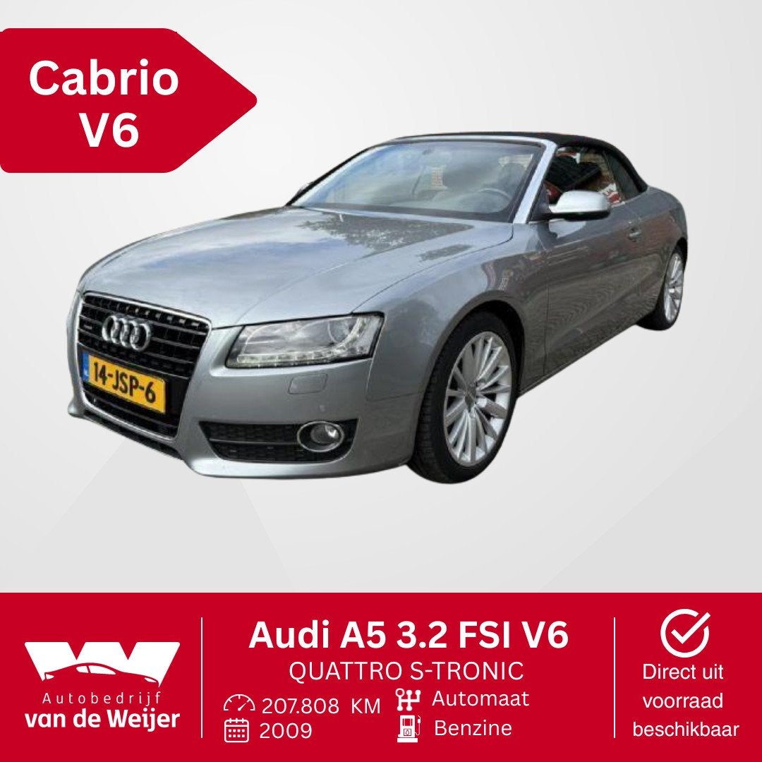 Audi A5 3.2 FSI V6! CABRIO QUATTRO S-TRONIC Speciale uitlaat, Auto's, Audi, Automaat, Euro 5, Zwart, Cabriolet