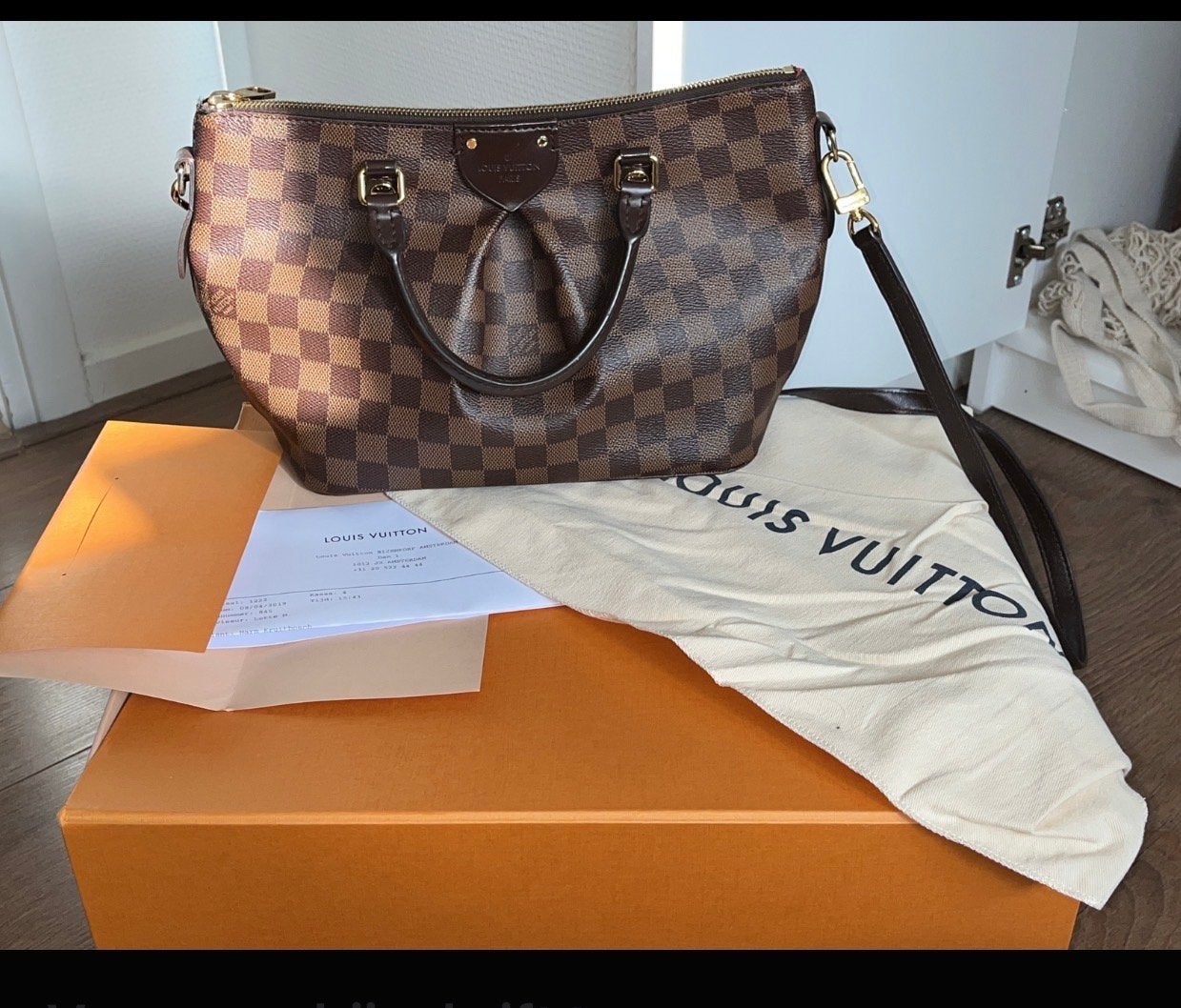 Louis Vuitton Damier Ebene Speedy Bandoulière 25, Ophalen, Zo goed als nieuw, Bruin, Handtas