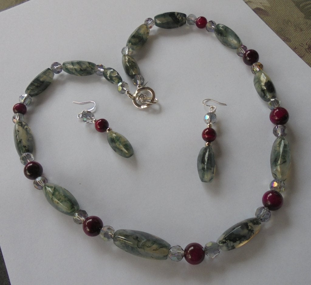 handwerk ketting +zilveren oorbellen, Sieraden, Tassen en Uiterlijk, Nieuw, Zilver, Zilver, Met edelsteen