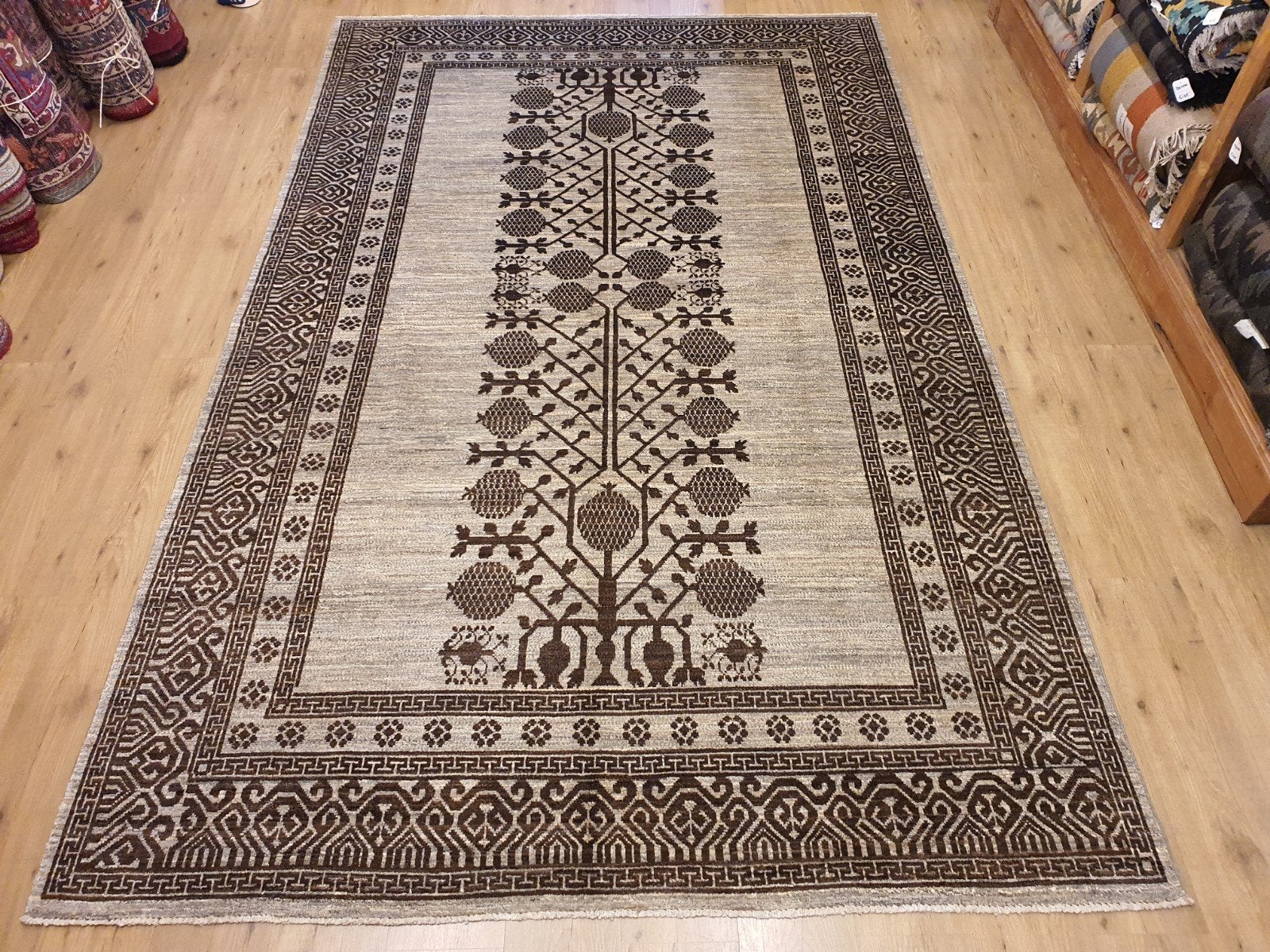 Handgeknoopt oosters tapijt modern design 302x192, Info@SlatsAntiek.nl, Perzisch, Grijs, 150 tot 200 cm