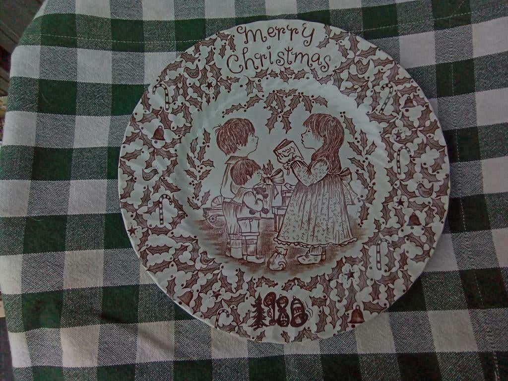 2 platte kerstborden merry christmas ongeveer 22 cm 1 koop, Diversen, Kerst, Ophalen, Gebruikt