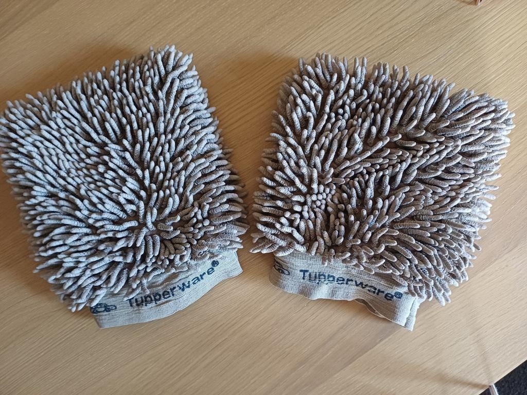 Tupperware microvezel schoonmaakhandschoenen (2 stuks), Ophalen, Gebruikt, Bruin, Overige typen