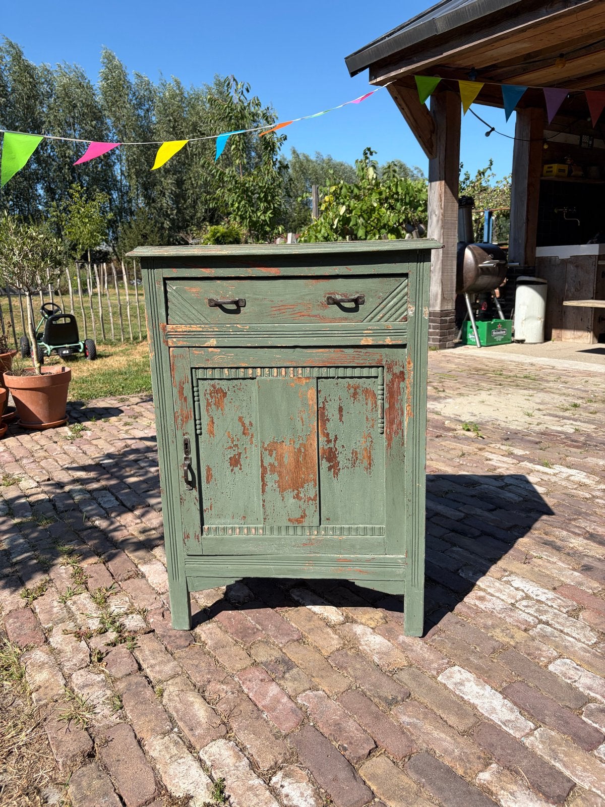 Brocante hal/dressoirkastje - Groen, Ophalen