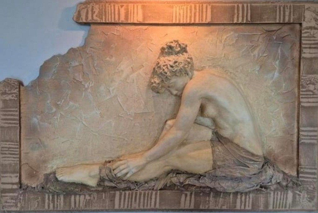 Reliëf schilderij van een vrouw in klassieke stijl, Ophalen of Verzenden, Wanddecoratie, 1 meter - 2 meter, Klassiek