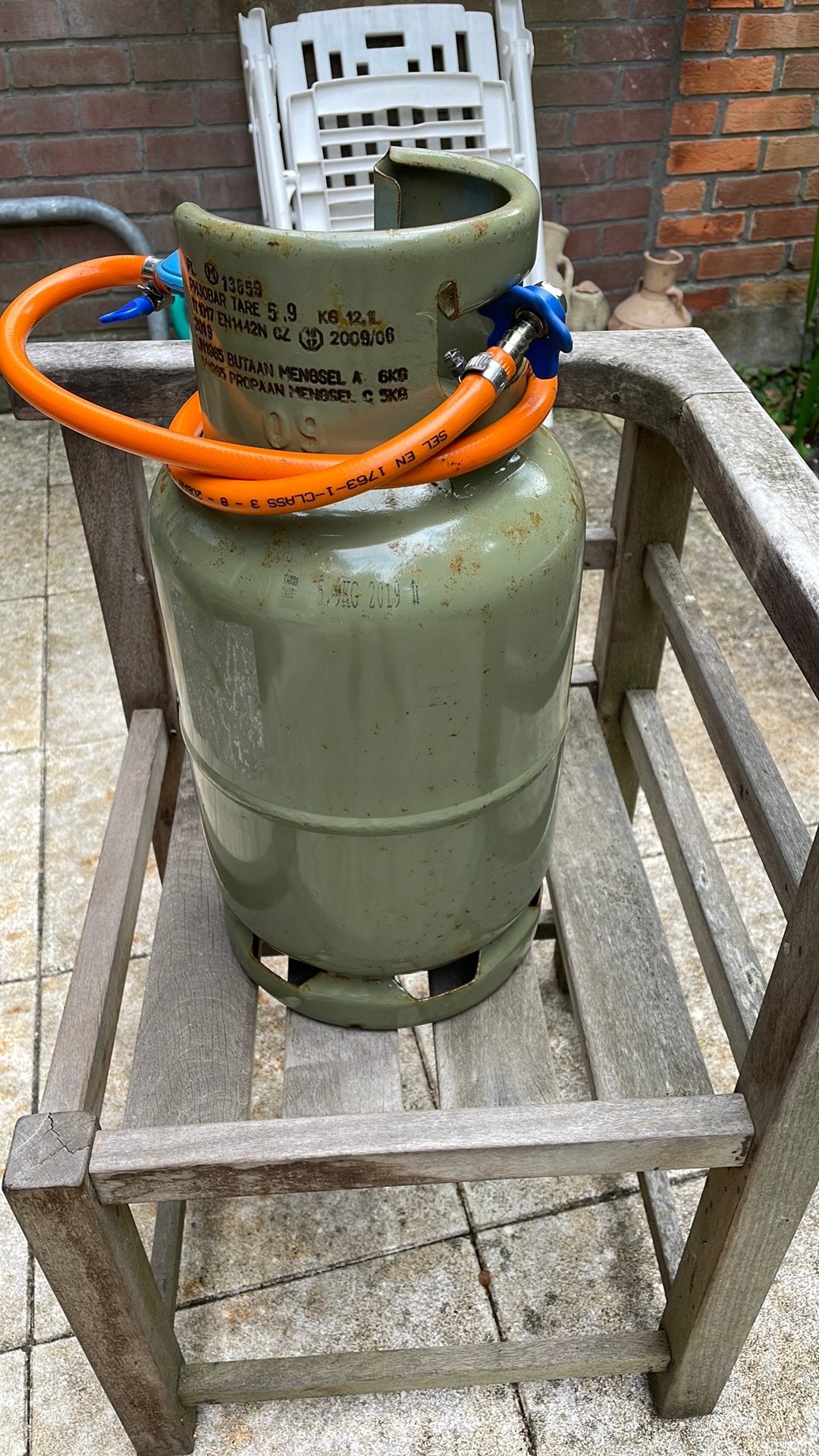 Kamping gasfles, merk Primagas., Ophalen, Gebruikt