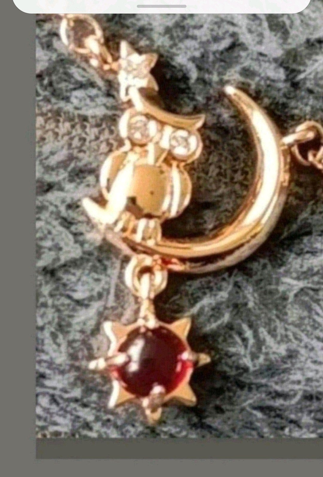 ketting Uil Maan rode steen, Verzenden, Nieuw, Goud, Met hanger