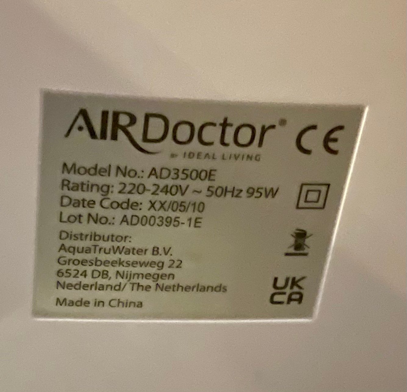 AmazingAir AD3500E Luchtreiniger – Krachtige Air Purifier, Ophalen of Verzenden, Gebruikt, Luchtreiniger