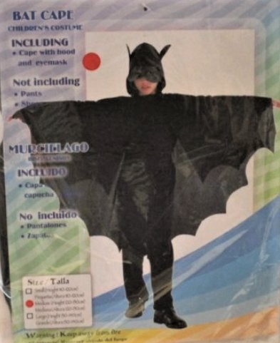 Batcape + hood en oogmasker mt 122 / 140, Ophalen of Verzenden, Zo goed als nieuw, 122 t/m 128, Jongen of Meisje