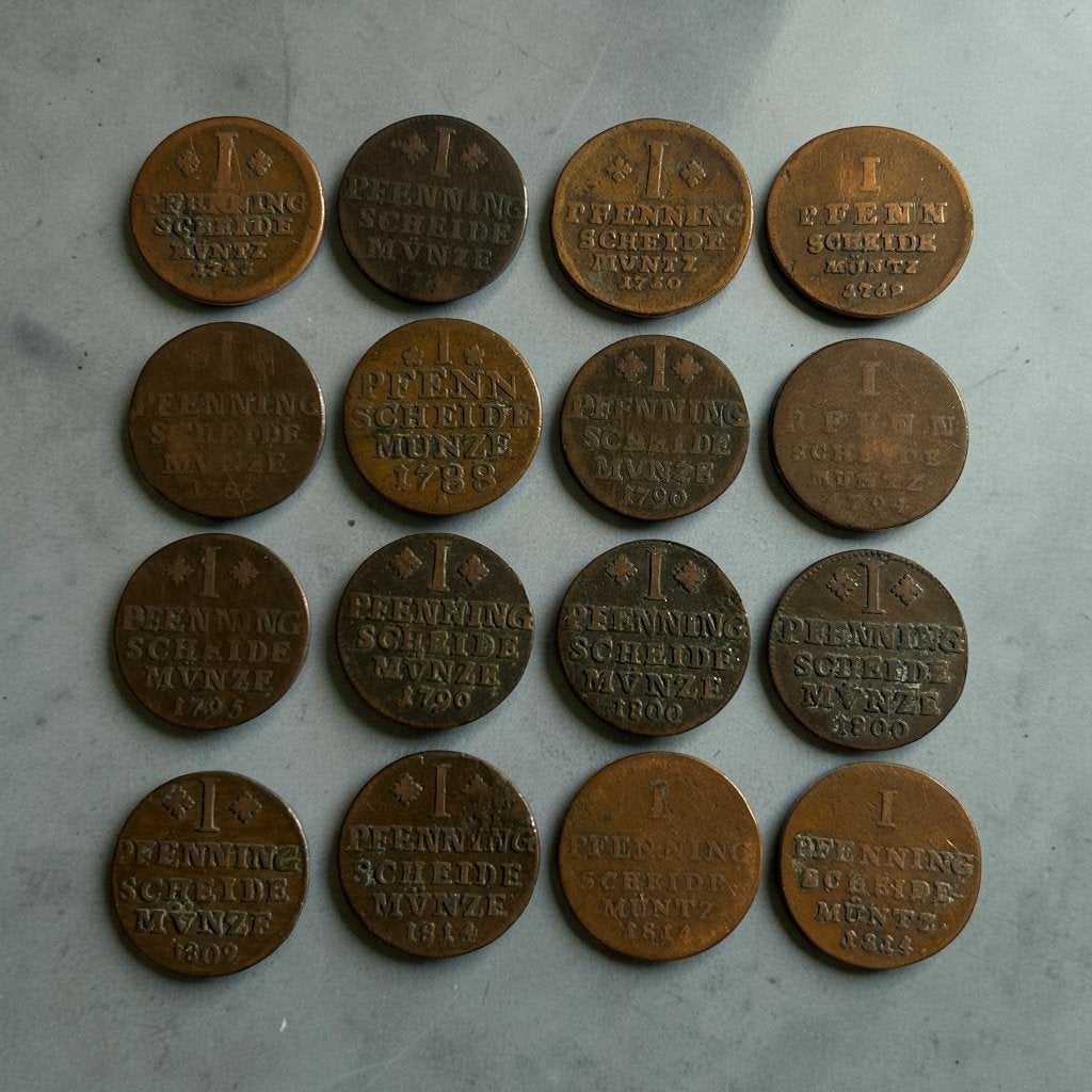 Set 16 historische koperen Pfennige Duitse Staten Hannover, Ophalen of Verzenden, Duitsland, Setje