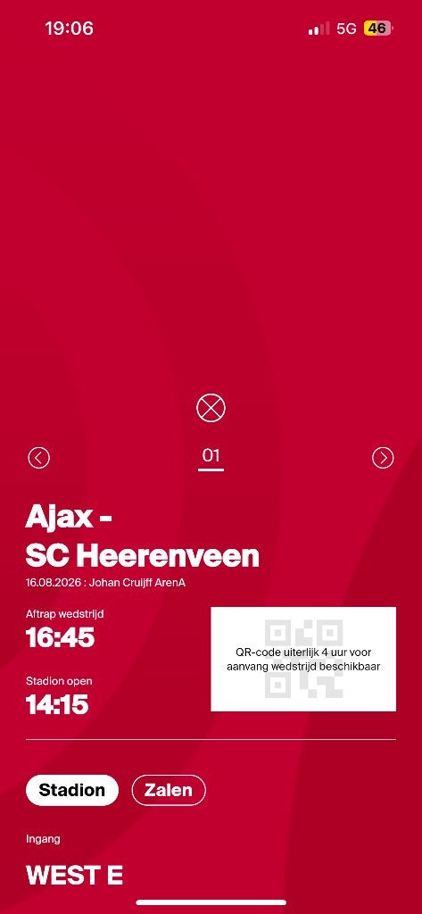 Ajax vs Heerenveen 1x vak 102, Tickets en Kaartjes, Sport | Voetbal, Eén persoon