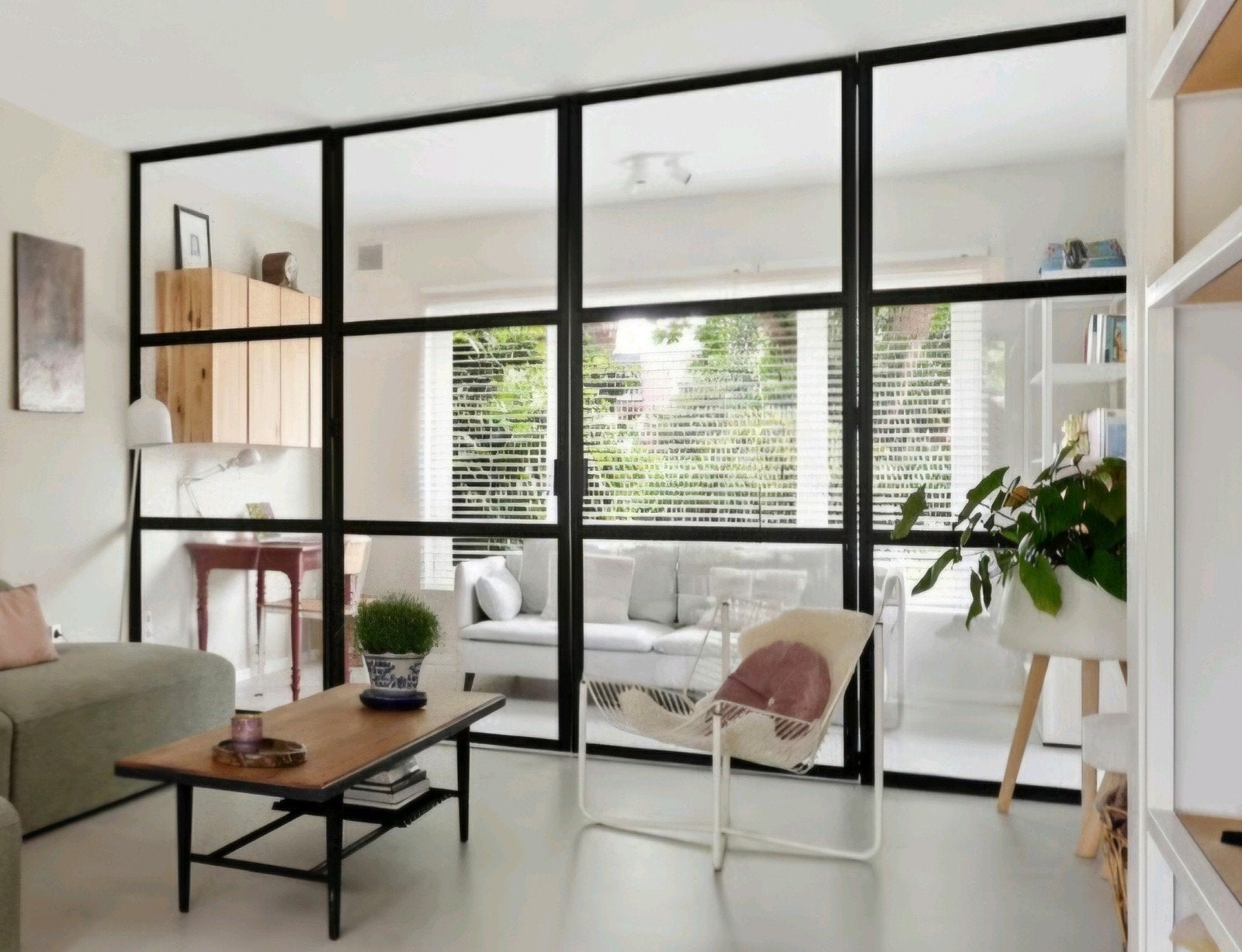 Stalen roomdivider met openslaande deuren (260x400cm), Doe-het-zelf en Verbouw, Ophalen, Gebruikt, Binnendeur, Glas