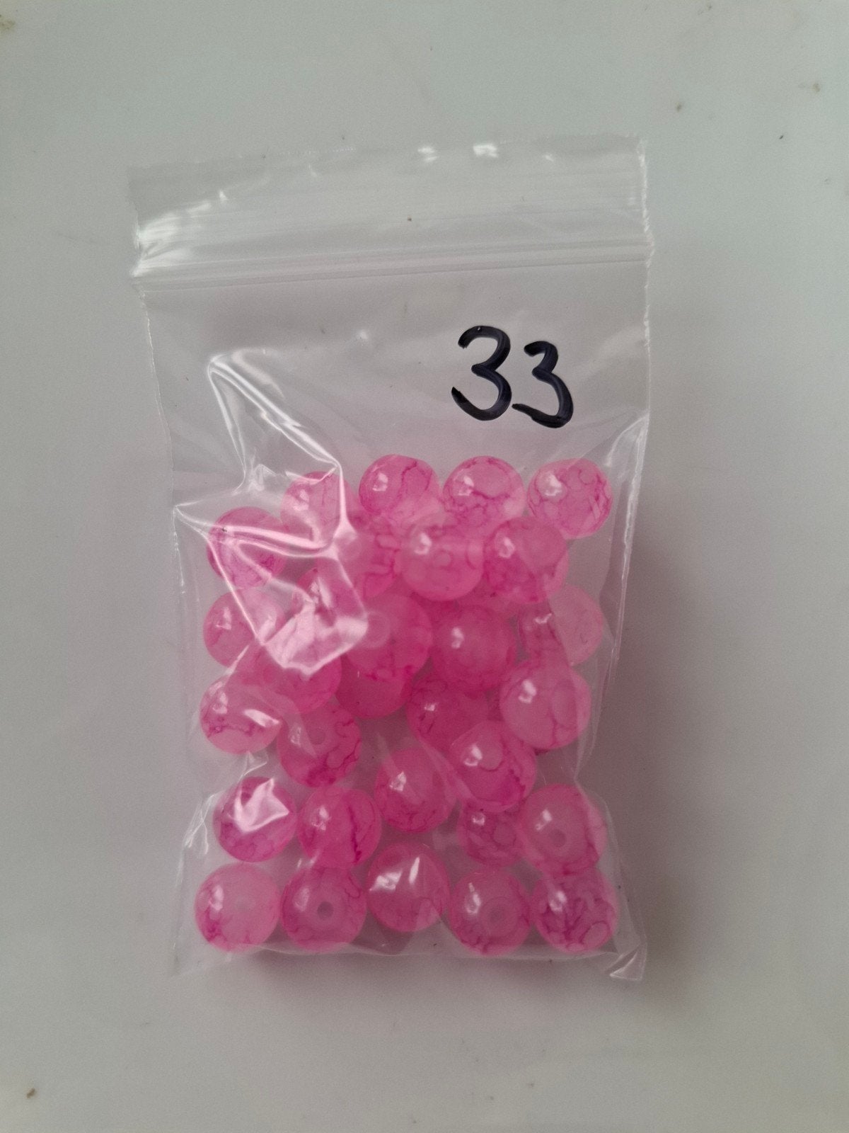 33 stuks 8 mm gemeleerde glaskralen roze kralen partij, Kraal, -, -, Nieuw