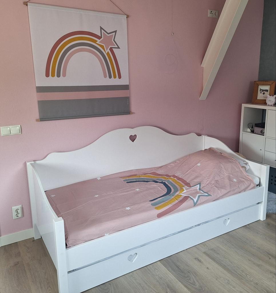 Bed/ bedbank met bedlade van merk AMORI, 85 tot 100 cm, Zo goed als nieuw, 180 cm of meer, Ophalen