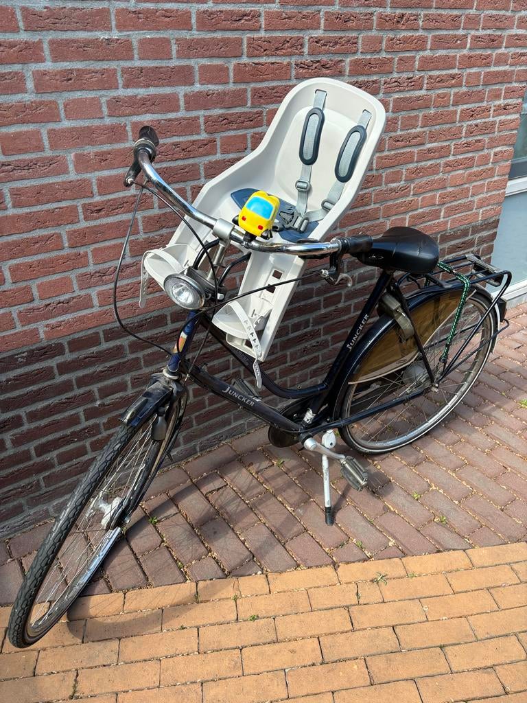 Damesfiets Juncker met kinderzitje voorop, Ophalen, 1 zitje, Zo goed als nieuw, Overige merken