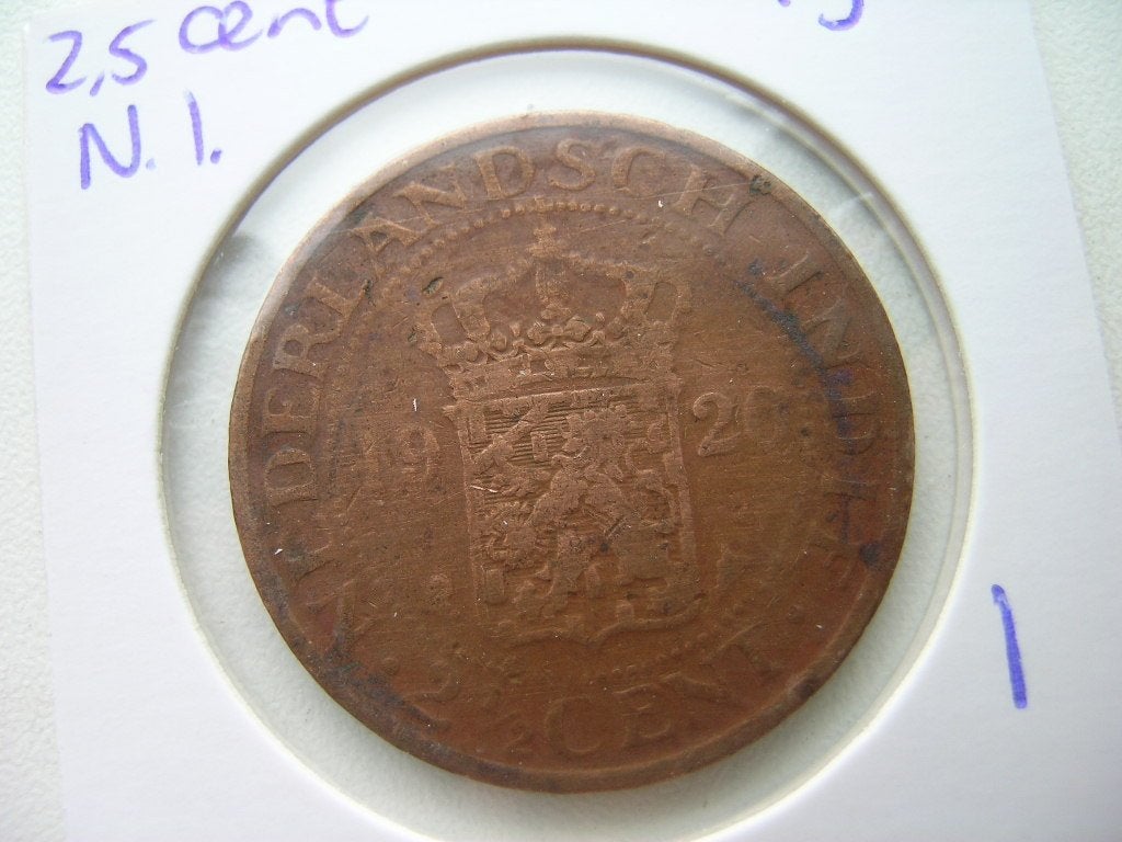 2,5 Cent 1920 Nederlands Indie, Ophalen of Verzenden, Koningin Wilhelmina, Overige waardes, Losse munt