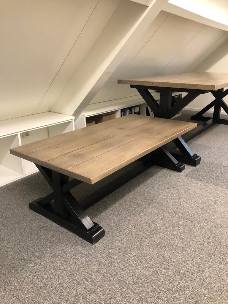 Set van Eetkamertafel en Salontafel - Landelijke Stijl, Ophalen, Zo goed als nieuw, Vijf personen of meer, 200 cm of meer