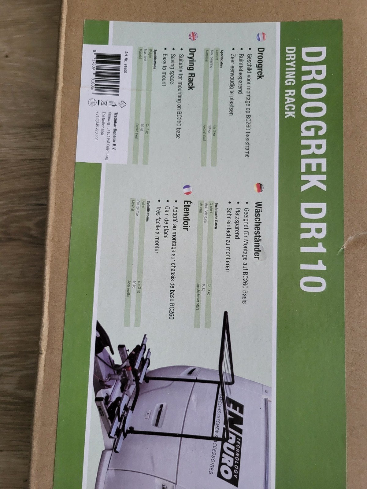 Droogrek DR110 voor fietsenrek caravan Enduro, Caravans en Kamperen, Caravan accessoires, Ophalen, Zo goed als nieuw