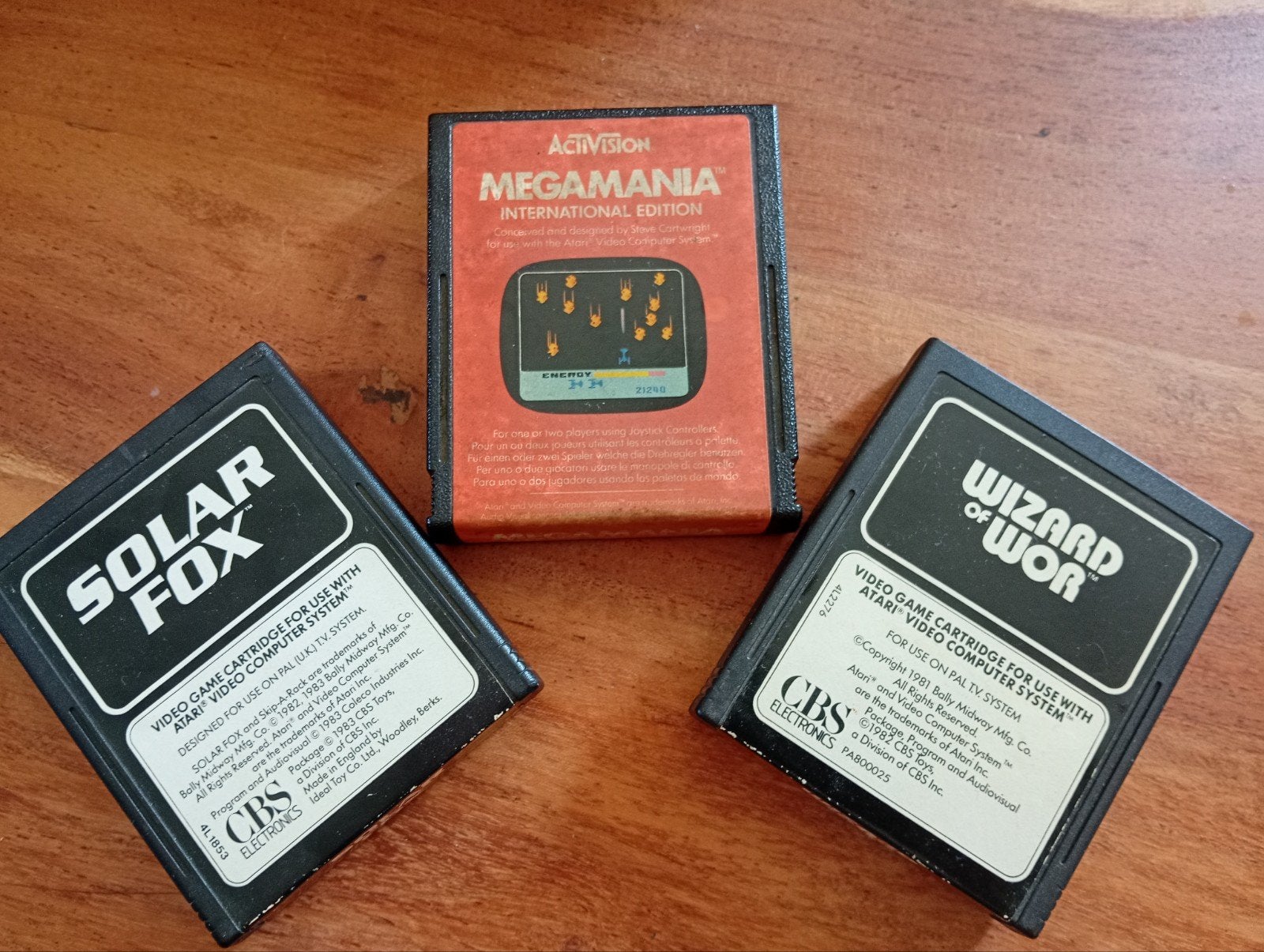 3 Atari spellen: Megamania, Solar Fox, Wizard of Wor, Spelcomputers en Games, Games | Atari, Gebruikt, Shooter, 1 speler, Ophalen of Verzenden
