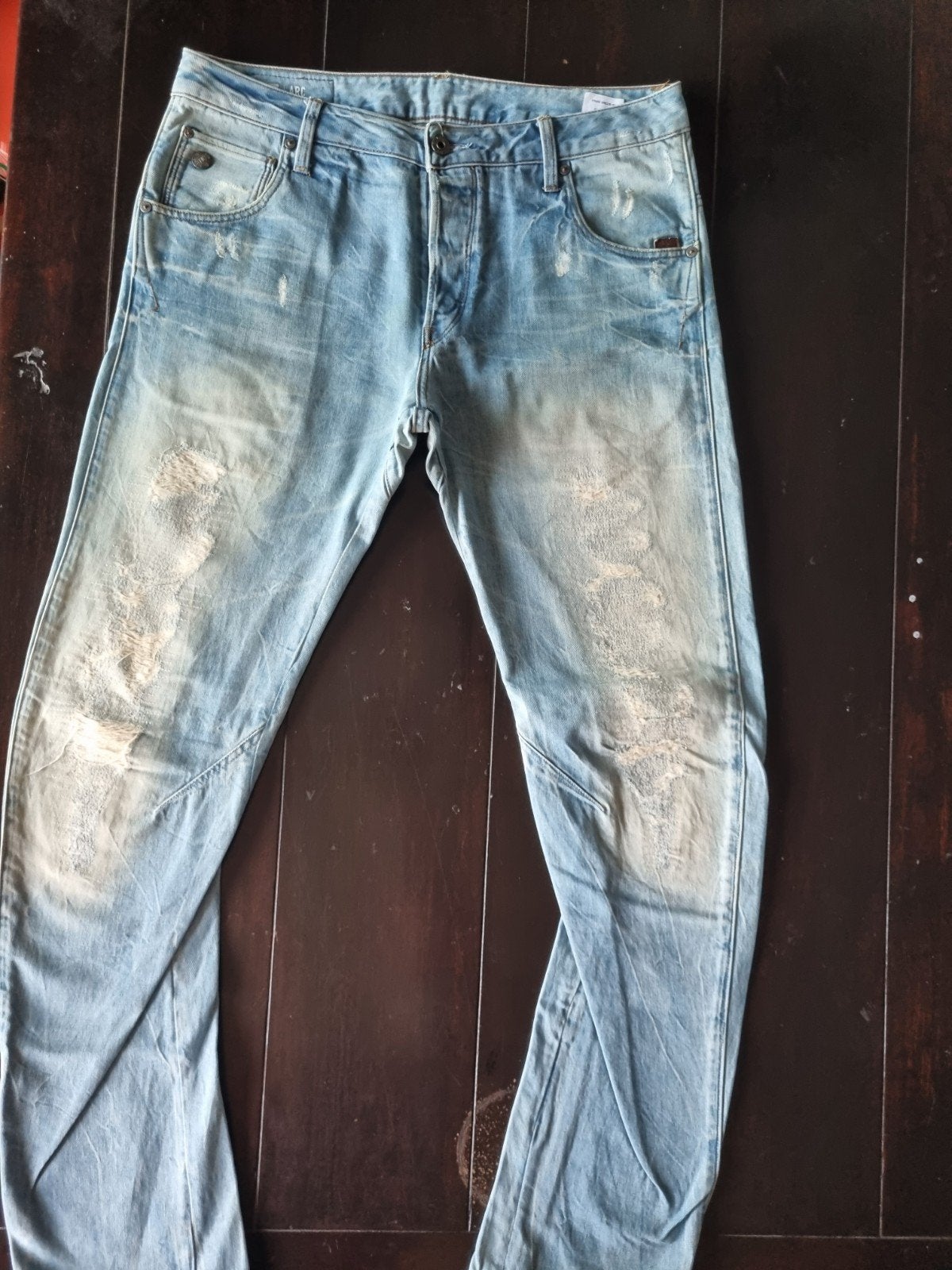 ZGAN LICHTE G STAR RAW ARC 3D SLIM STRETCH DESTROY 32/34!!, G-Star Raw, Blauw, W32 (confectie 46) of kleiner, Ophalen of Verzenden